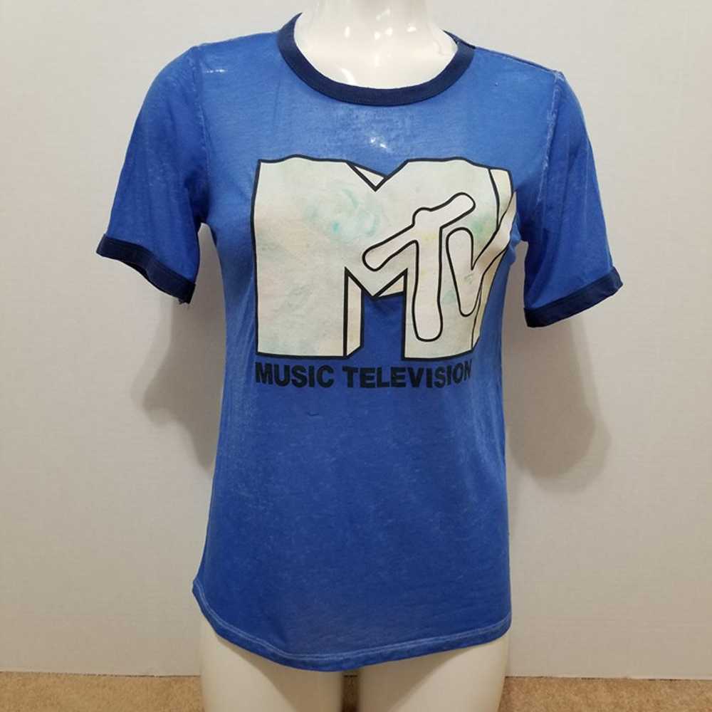 MTV shirt Medium Music Television watercolor logo… - image 1