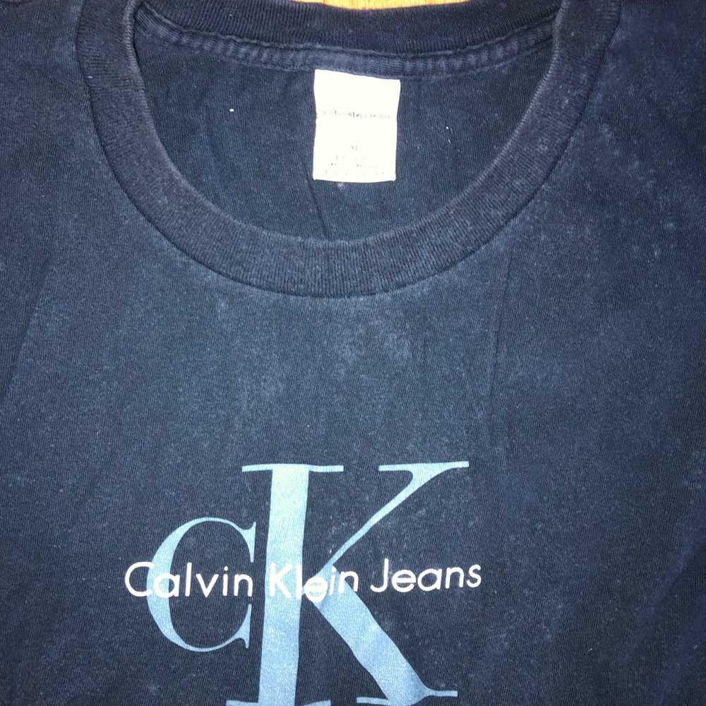 Y2K 2000s Calvin Klein Graphic T Shirt Size XL Bl… - image 3