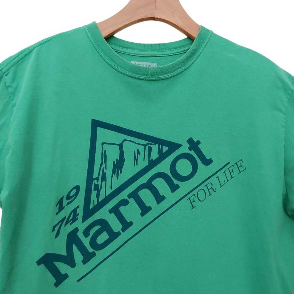 Marmot T-Shirt Mens Large Green Crew Neck Short S… - image 2