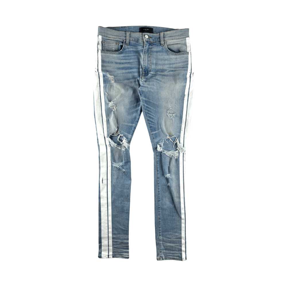 Amiri Amiri Blue Distressed Side Stripe Jeans - image 2