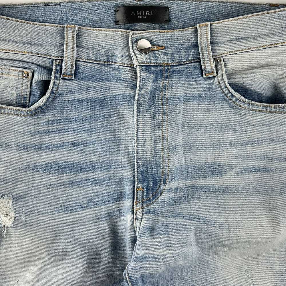 Amiri Amiri Blue Distressed Side Stripe Jeans - image 3
