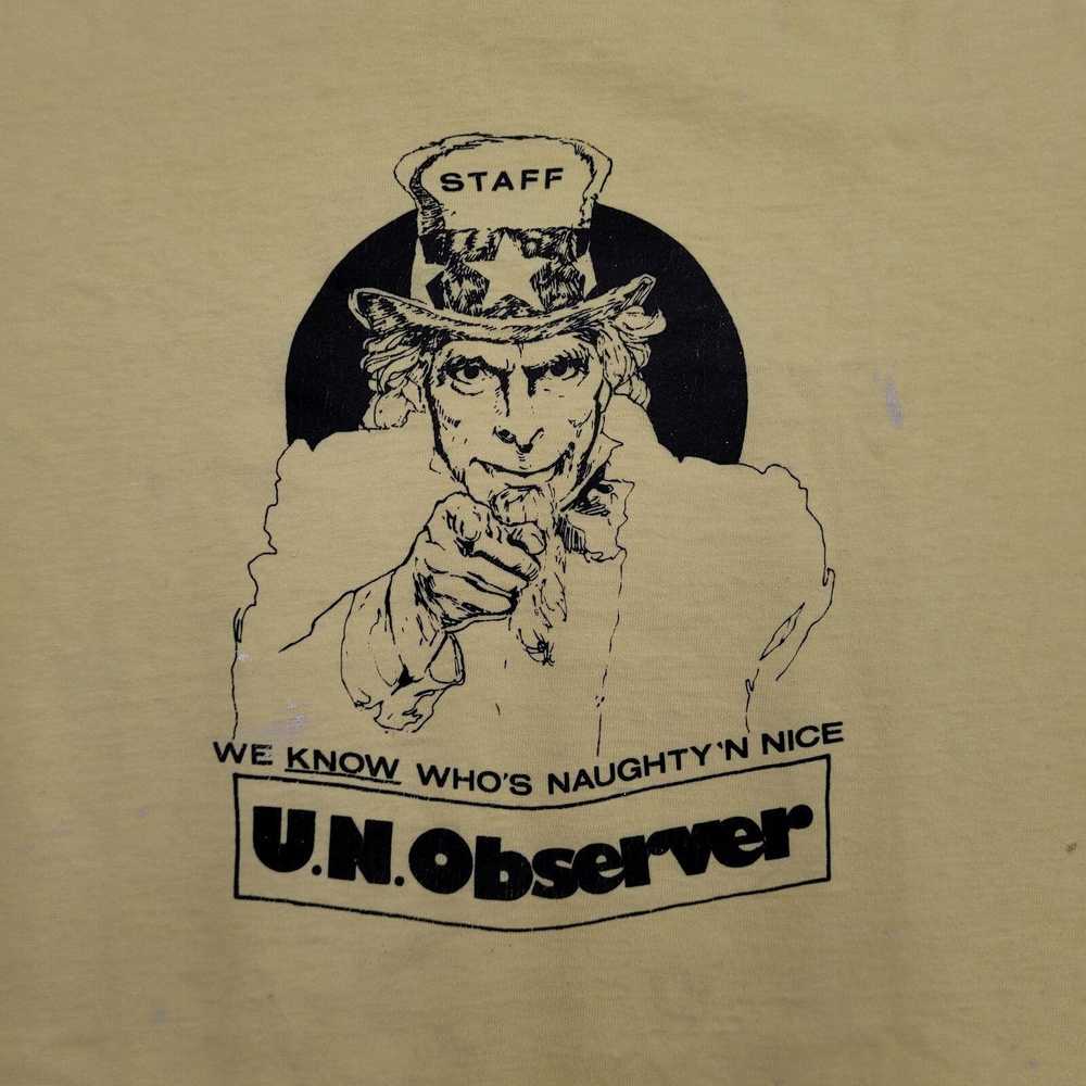 Hanes Vintage 80s Uncle-Sam UN-Observer Staff Shi… - image 3