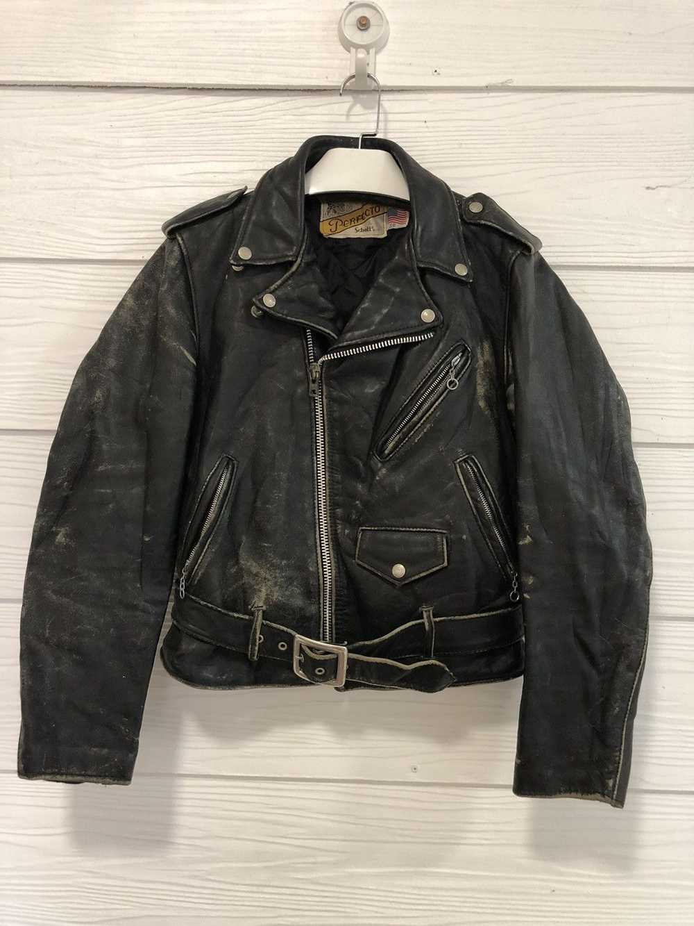 Leather Jacket × Schott × Vintage Distressed Scho… - image 1