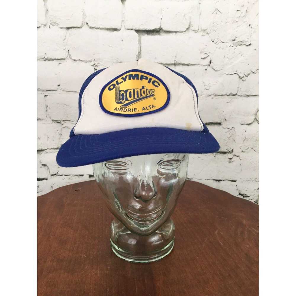 Vintage Olympic Bandag Trucker Hat Cap Blue Mesh … - image 2