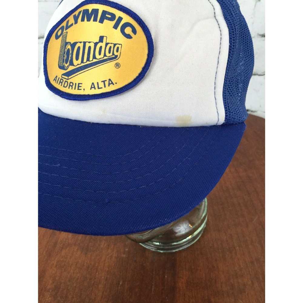 Vintage Olympic Bandag Trucker Hat Cap Blue Mesh … - image 3