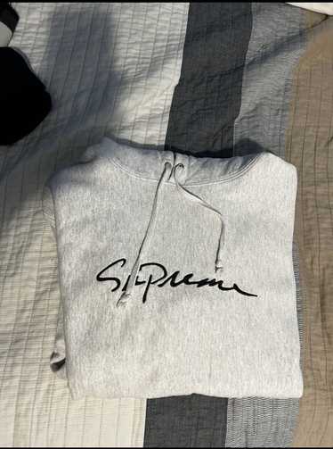 Supreme Supreme script hoodie grey