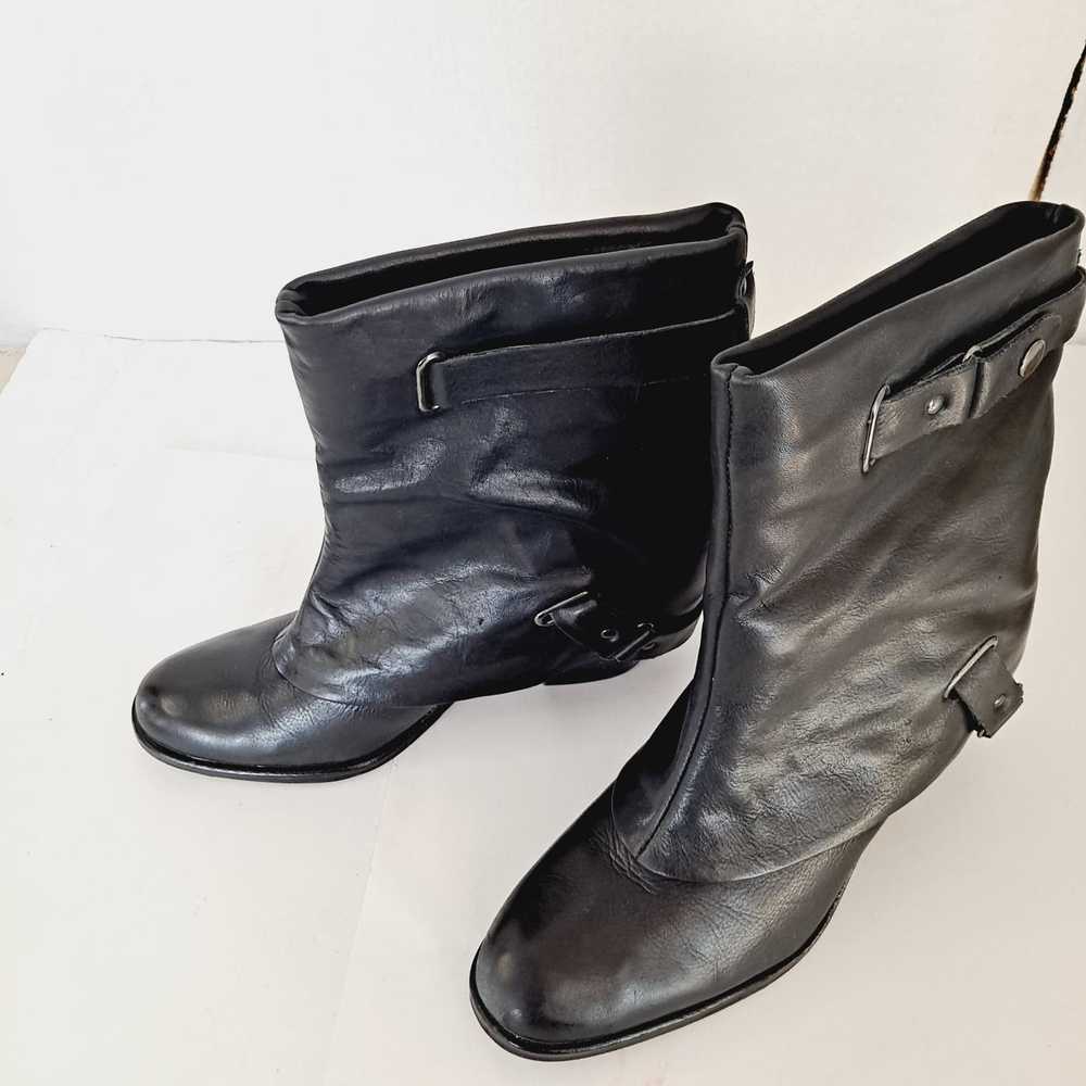 Matisse Cowboy Boots Foldover Black Leather Size … - image 3
