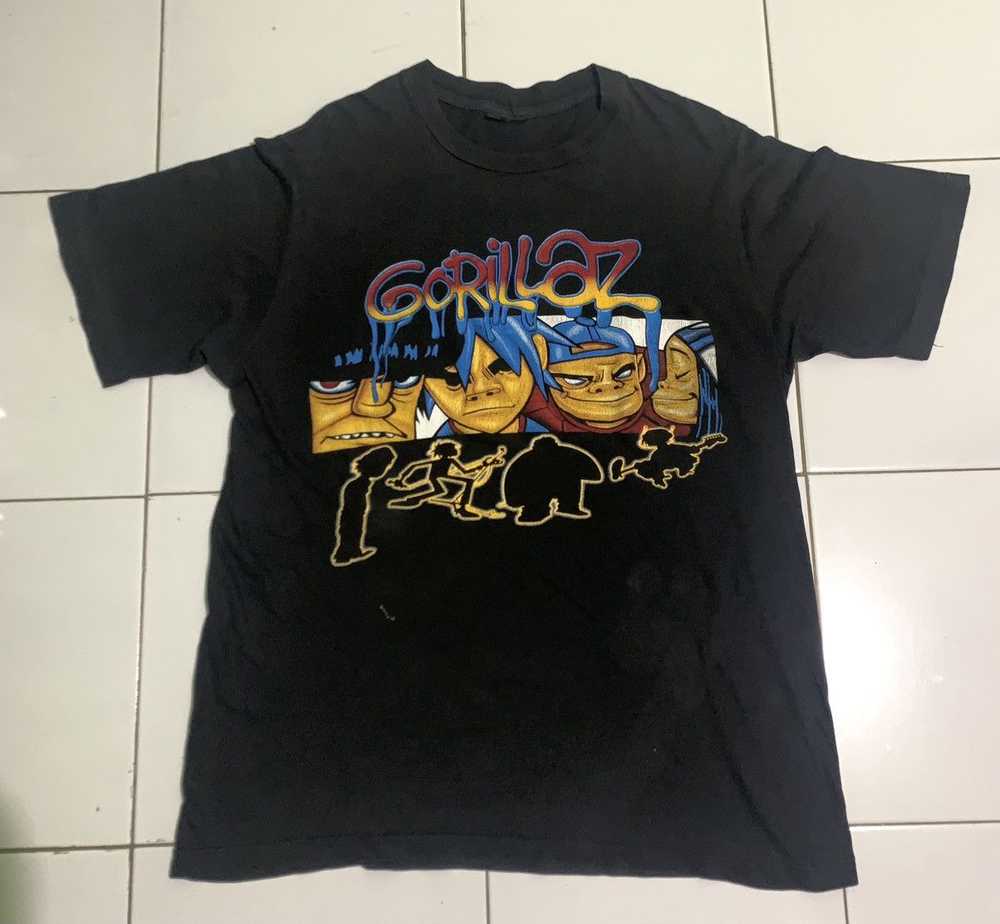 Band Tees × Vintage Vintage 90s Gorillaz shirt,Bl… - image 1