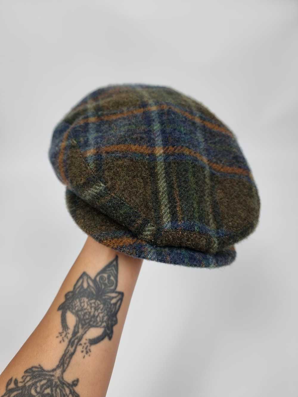 Vintage english woolen checkered flat cap mens wo… - image 3