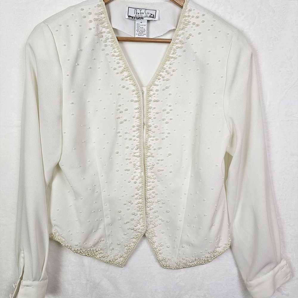 Vintage New York City Blouse Co. Women Ivory Pear… - image 9