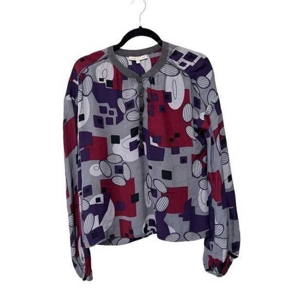 maje Paris Multicolored Geometric Purple Button C… - image 1