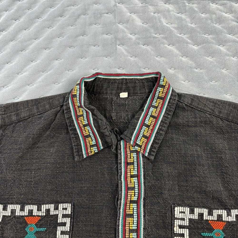 VINTAGE Guatemalan Shirt Jacket Medium Embroider … - image 3