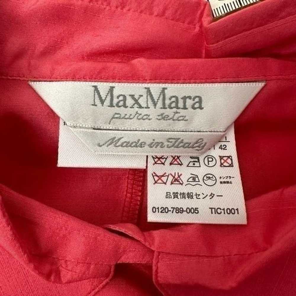 MaxMara Coral Orange 100% Silk Sheer Button Down … - image 5