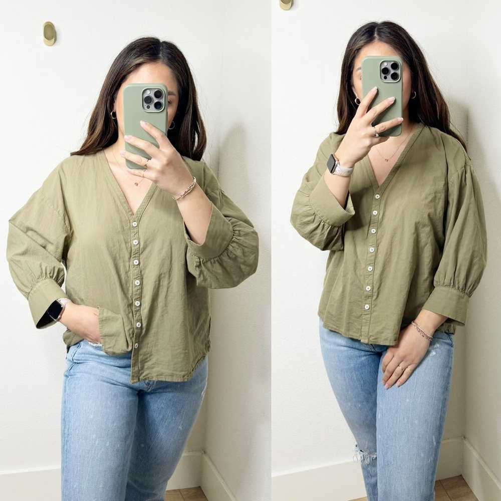 Esby Apparel Lauren 100% Cotton Green Button Down… - image 1