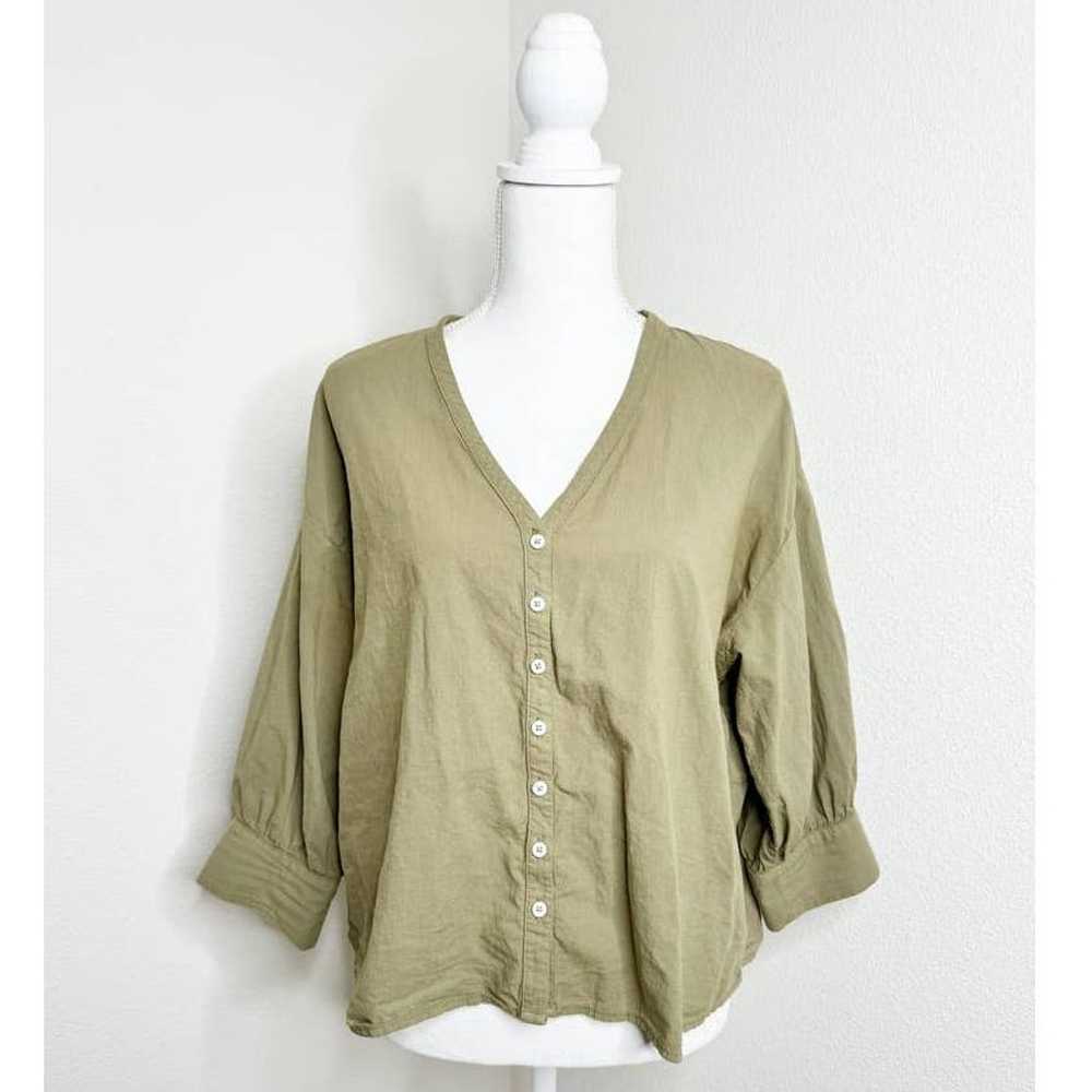 Esby Apparel Lauren 100% Cotton Green Button Down… - image 2