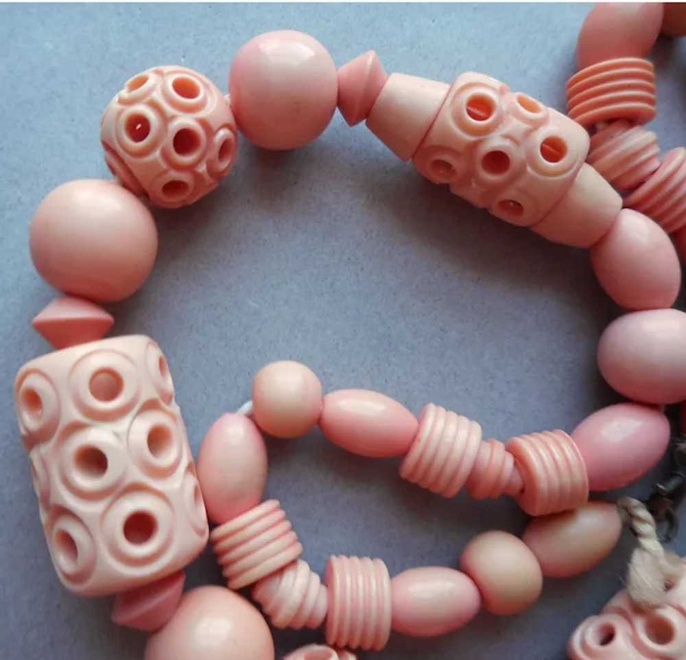 1930s Early Plastic Beads Necklace Peach Color Vi… - image 6