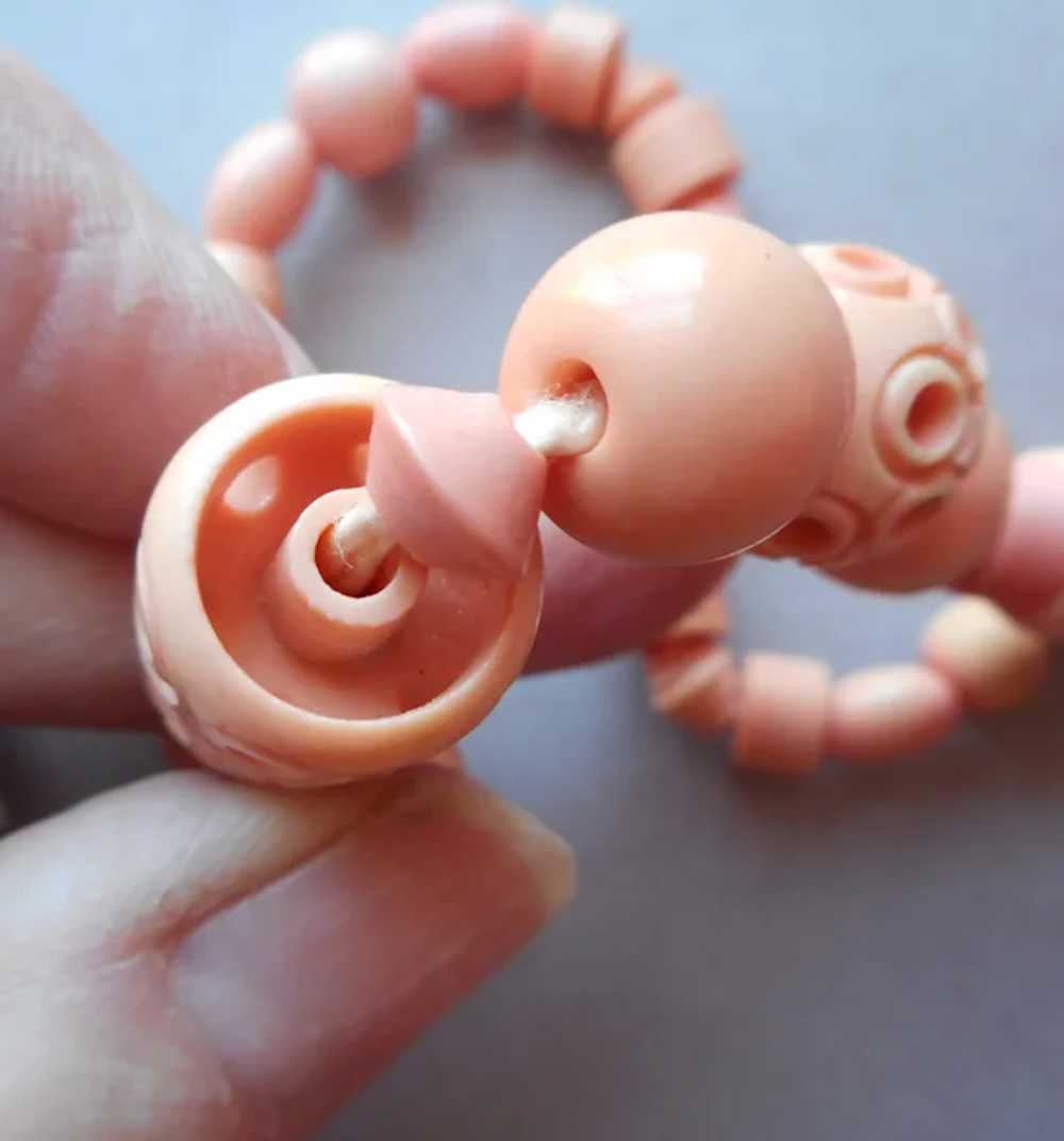 1930s Early Plastic Beads Necklace Peach Color Vi… - image 7