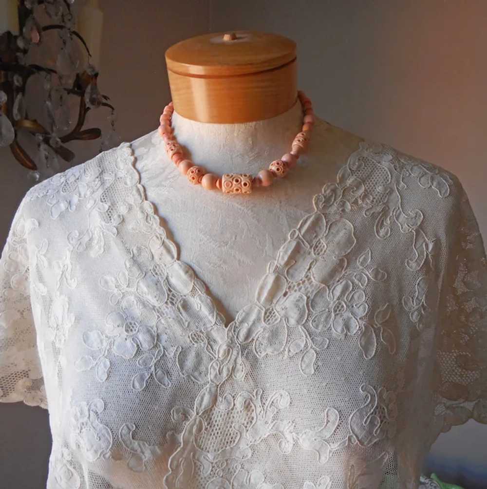 1930s Early Plastic Beads Necklace Peach Color Vi… - image 8