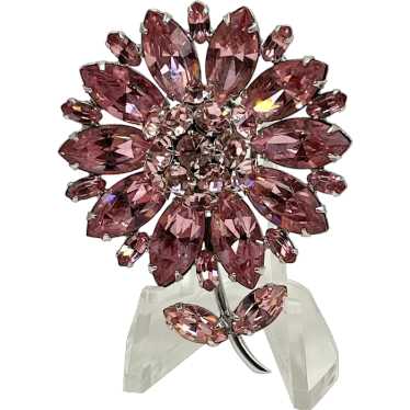 Rare Gustave Sherman Pink Swarovski Crystal Flowe… - image 1