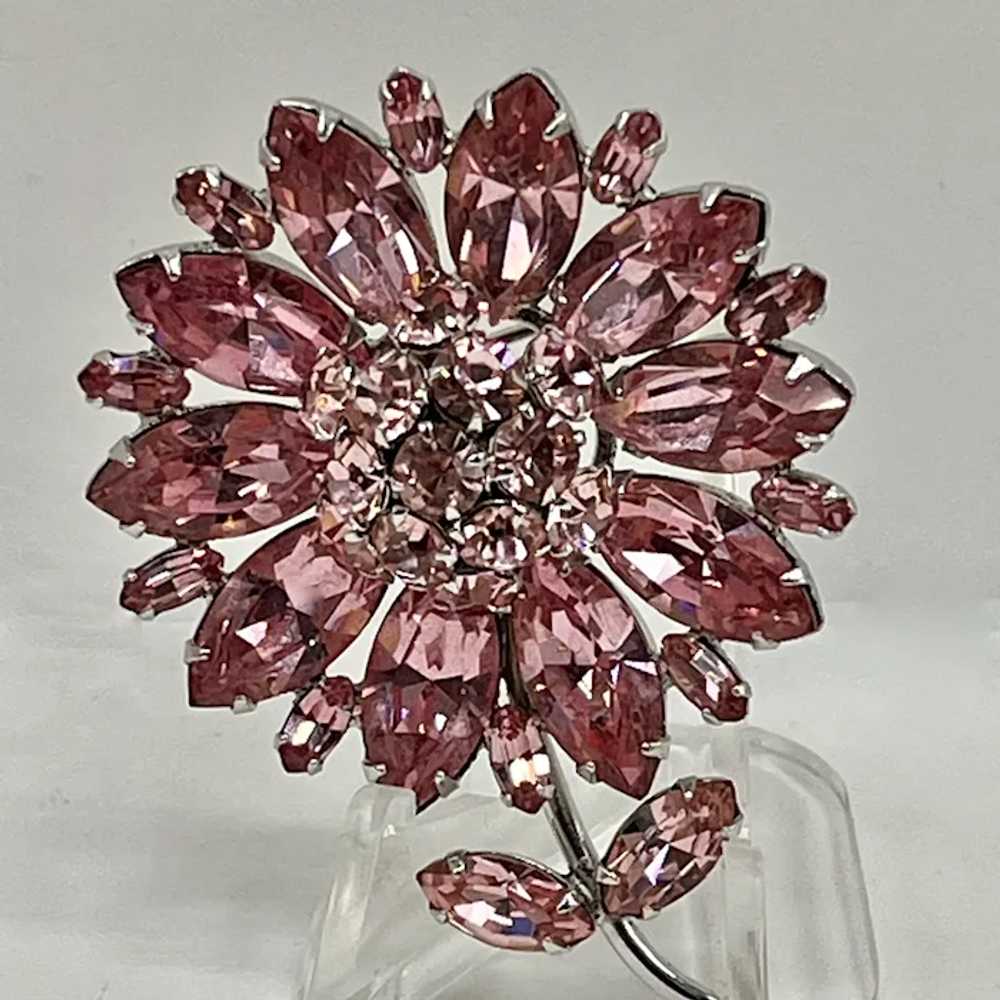 Rare Gustave Sherman Pink Swarovski Crystal Flowe… - image 2