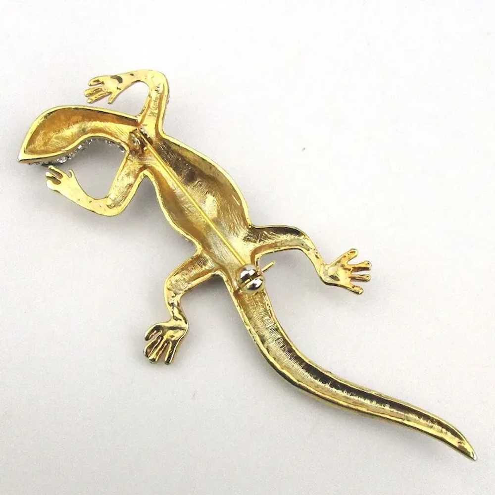 Vintage Crystal Rhinestone Gecko Lizard Pin Brooc… - image 5