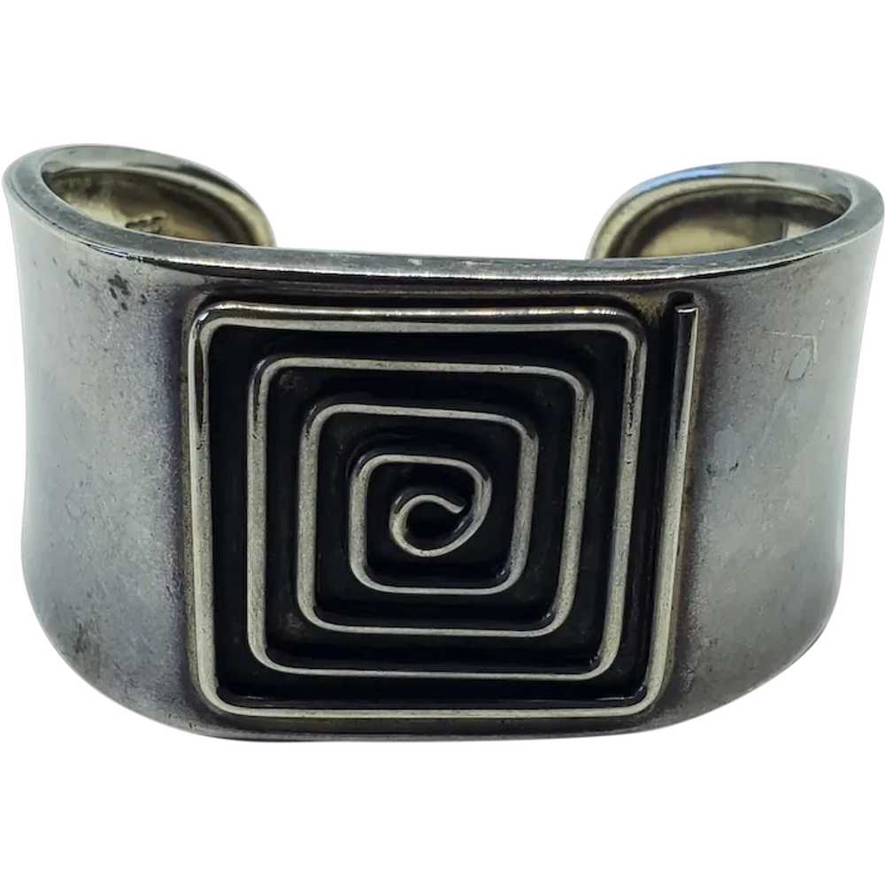Sterling Silver Square Spiral Cuff Bracelet - image 1