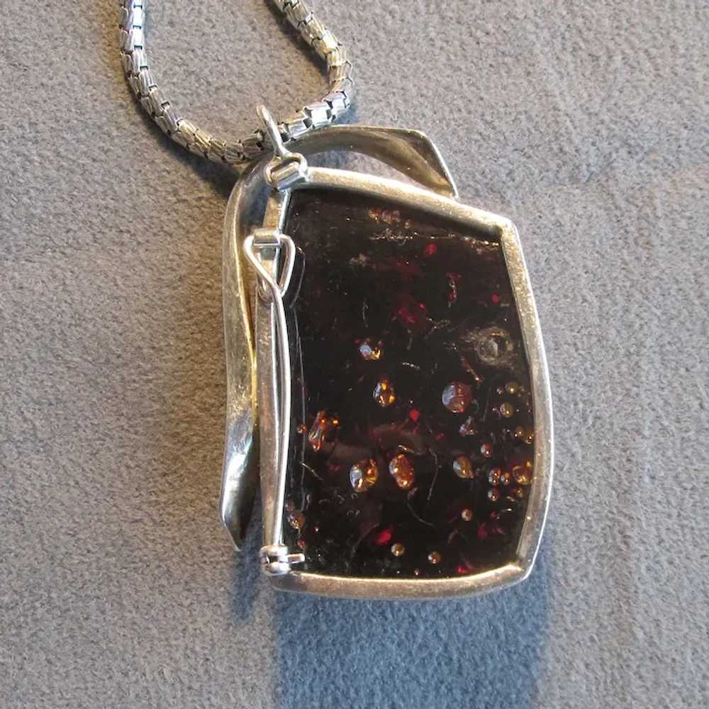 Amber and Silver Pin/Pendant with Chain - image 4