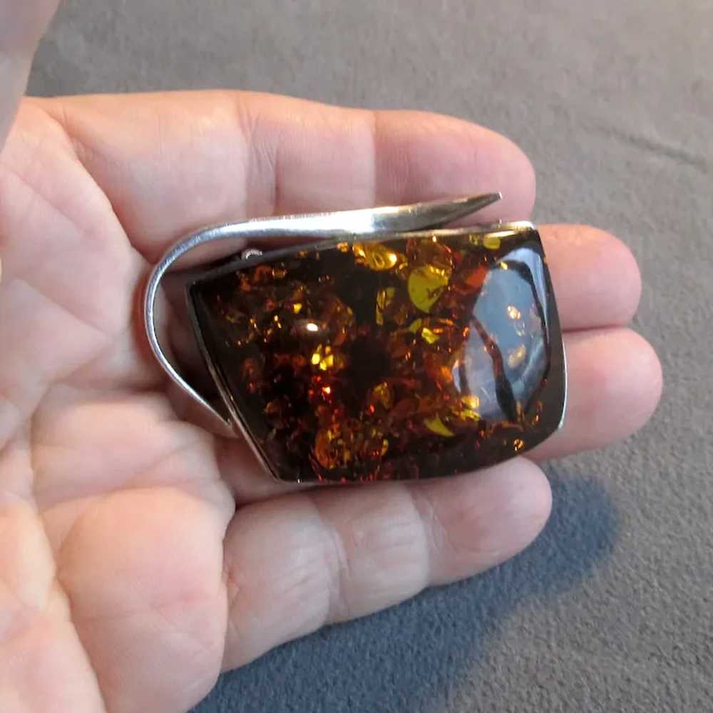 Amber and Silver Pin/Pendant with Chain - image 5