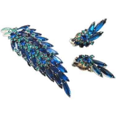 Juliana Leaf Brooch and Earrings Set c.50s - image 1