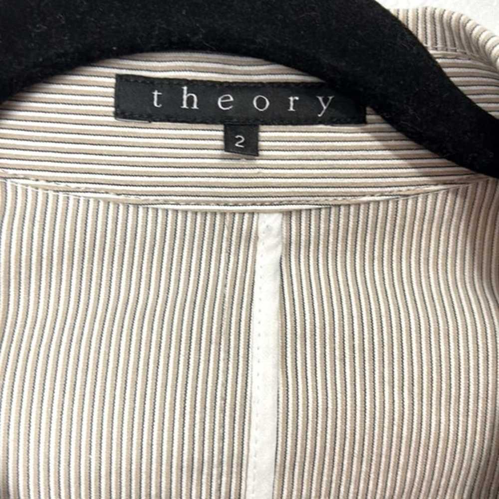 Theory Pin Stripe Tan White Black striped Blazer … - image 2