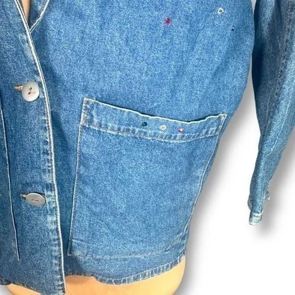 Vintage Match Denim Jacket Oversized Crystal Embe… - image 3