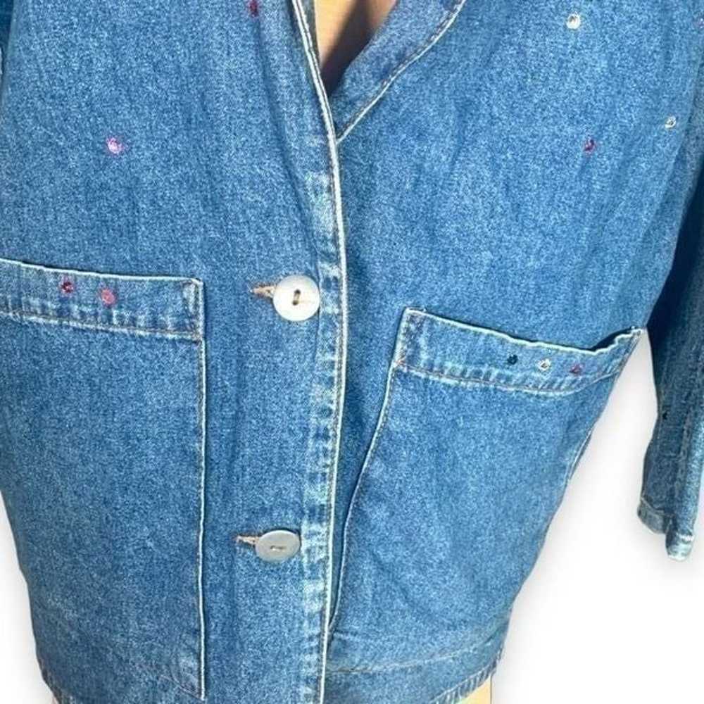 Vintage Match Denim Jacket Oversized Crystal Embe… - image 7
