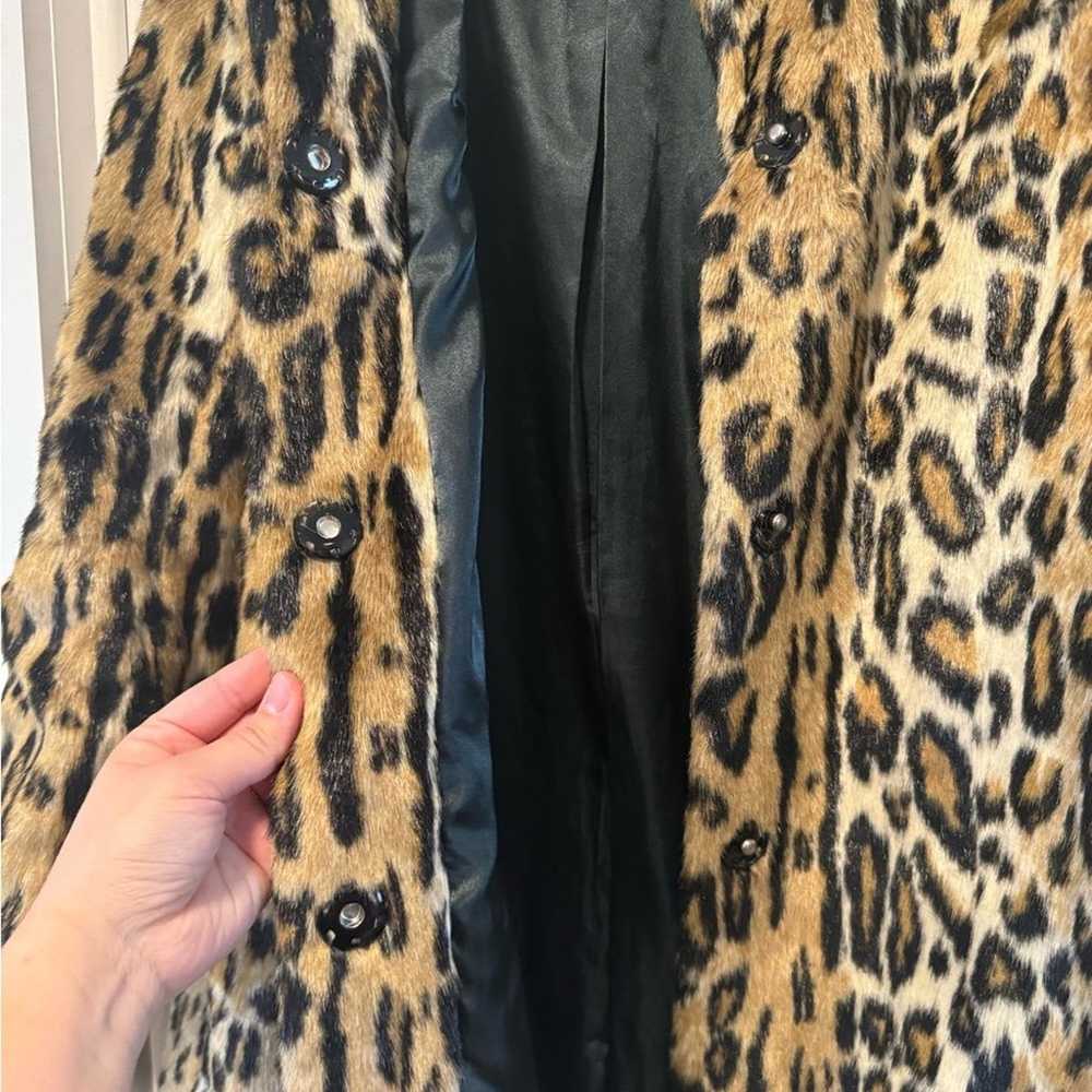 Topshop Overcoat Faux Fur Brown Black Leopard Pri… - image 3