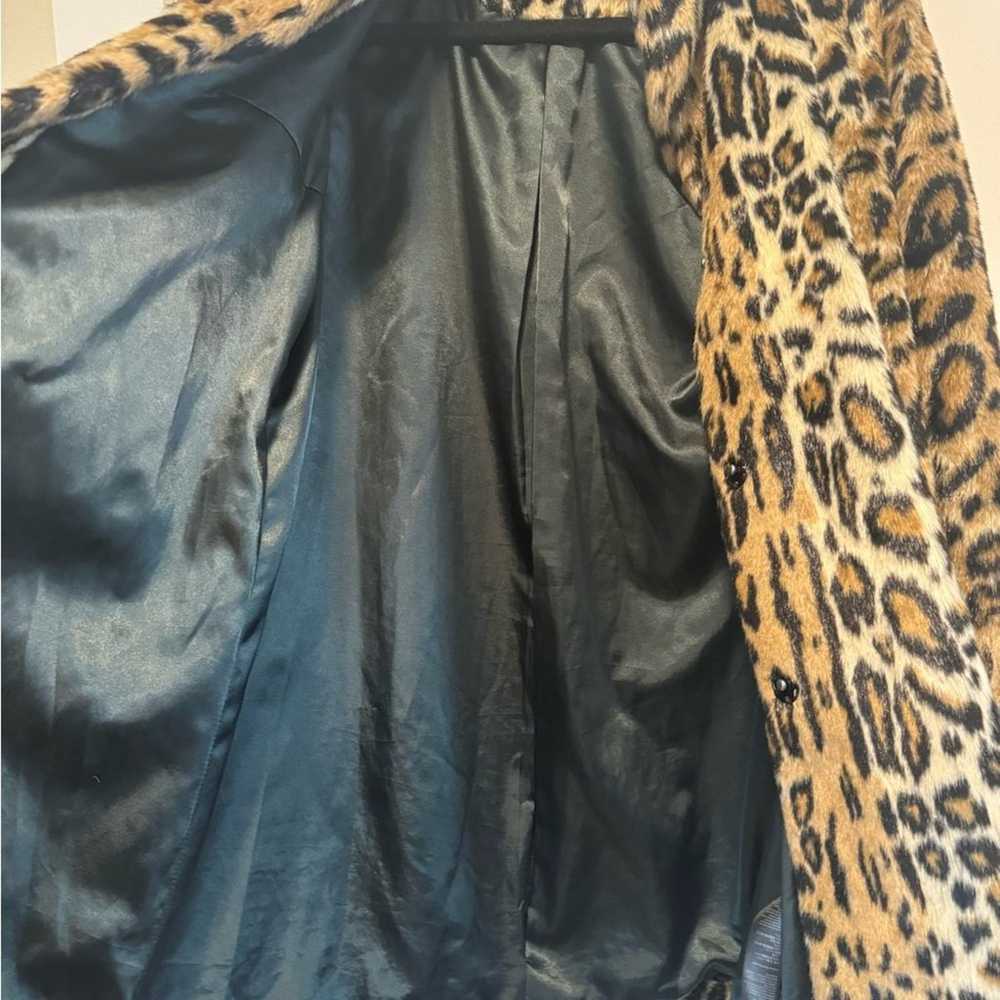 Topshop Overcoat Faux Fur Brown Black Leopard Pri… - image 4