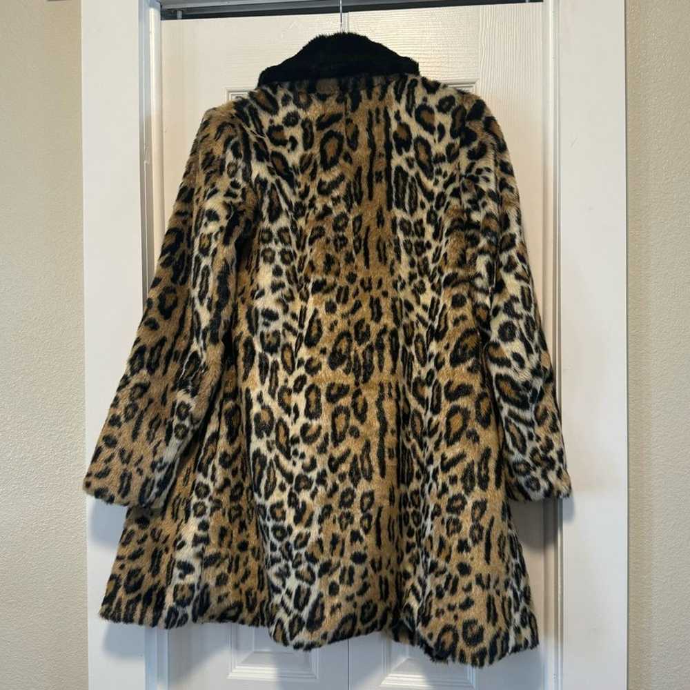 Topshop Overcoat Faux Fur Brown Black Leopard Pri… - image 8