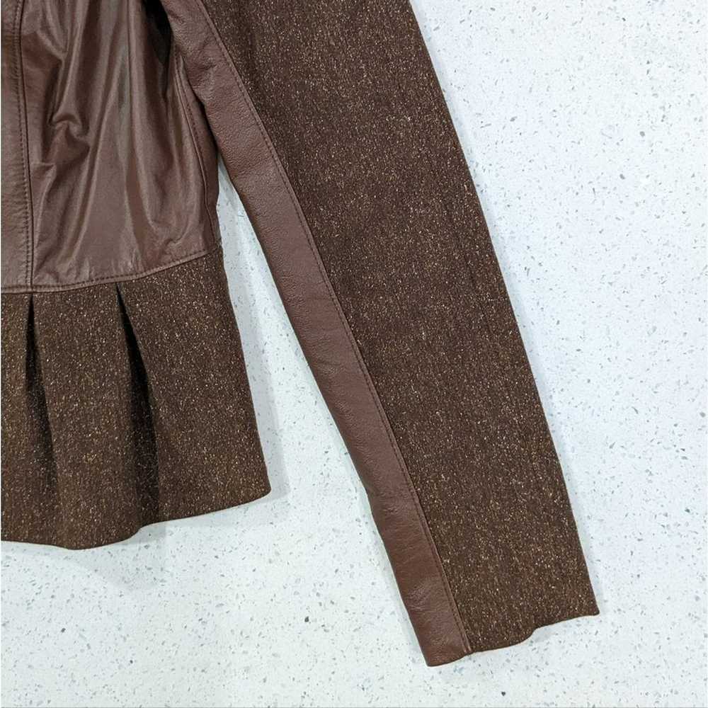 W By Worth Women Brown Leather Wool Silk Moto Jac… - image 7