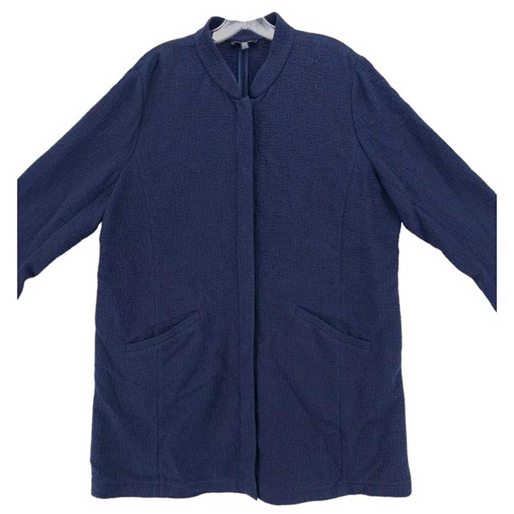 EILEEN FISHER Blue Textured Jacket Tencel Cotton … - image 2
