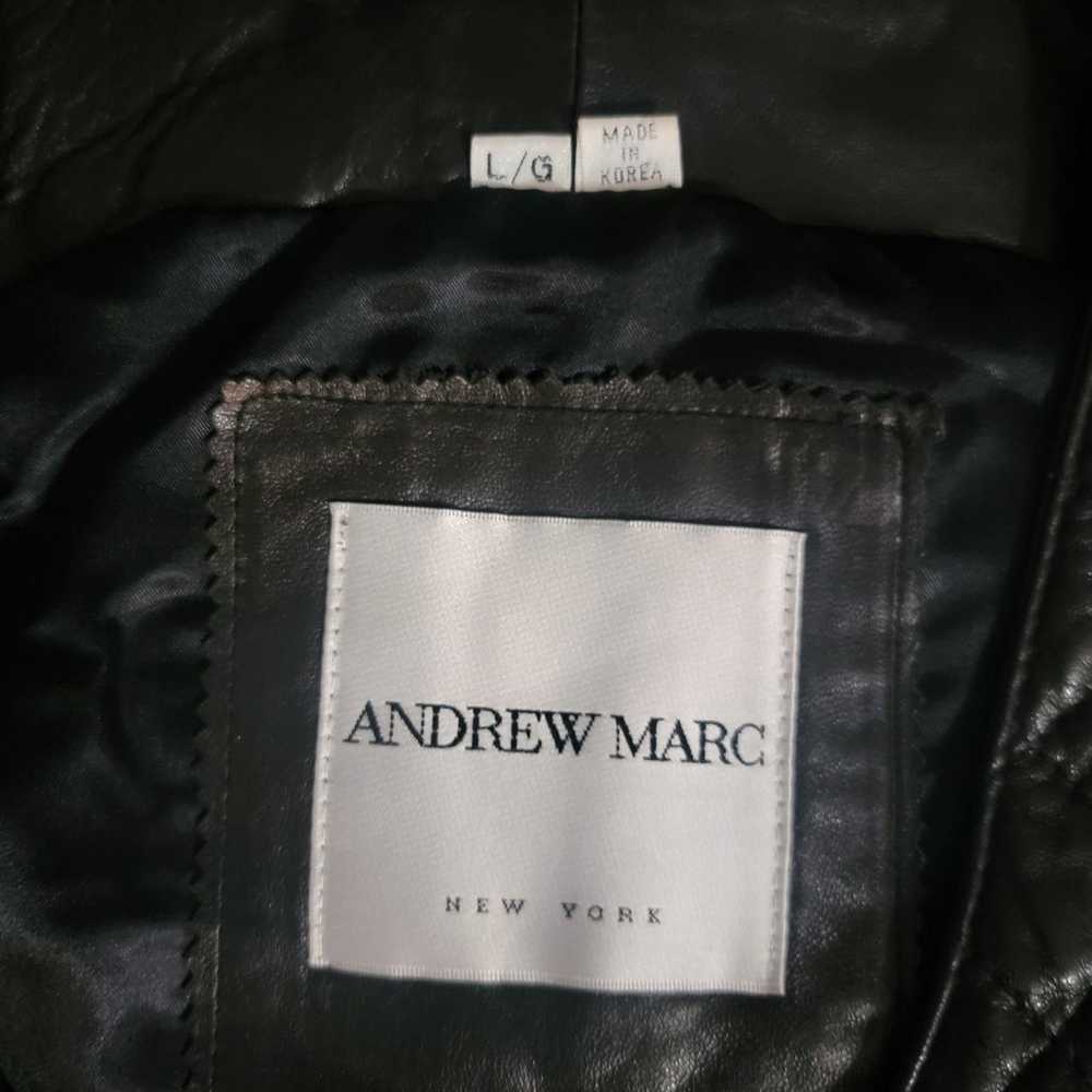 Andrew Marc Black Leather Quilted Women's Zip Ves… - image 3