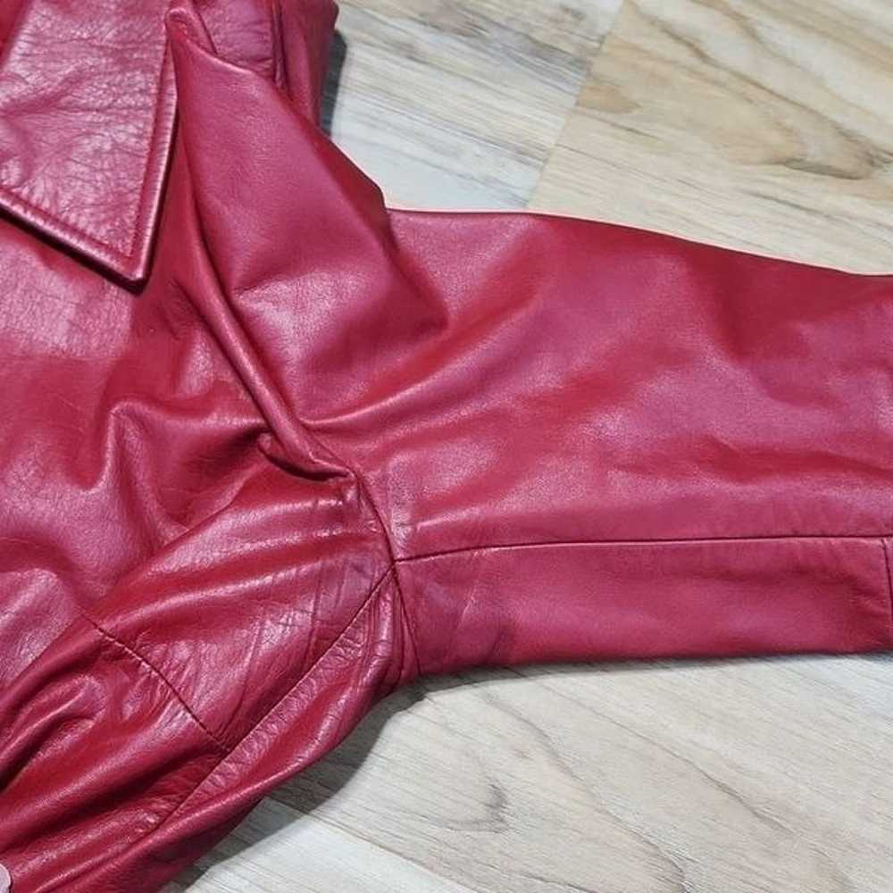 Nine West Red Leather Blazer Style Jacket Size 10 - image 12
