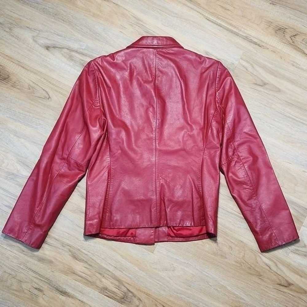 Nine West Red Leather Blazer Style Jacket Size 10 - image 2