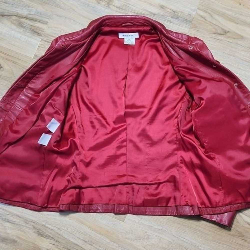 Nine West Red Leather Blazer Style Jacket Size 10 - image 3