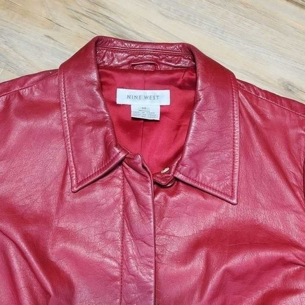 Nine West Red Leather Blazer Style Jacket Size 10 - image 4