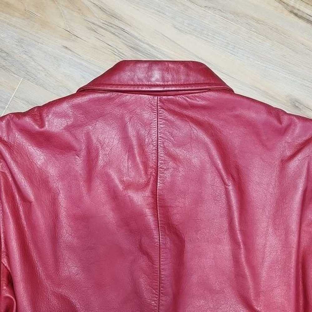 Nine West Red Leather Blazer Style Jacket Size 10 - image 5
