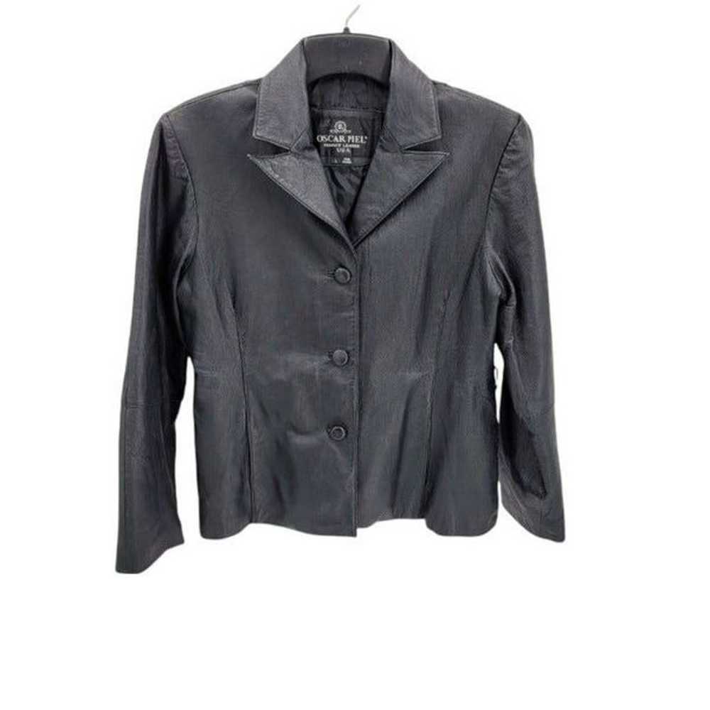 Vintage 80's Oscar Piel Leather Blazer Jacket But… - image 1