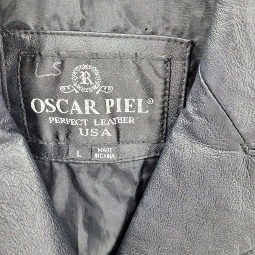 Vintage 80's Oscar Piel Leather Blazer Jacket But… - image 3
