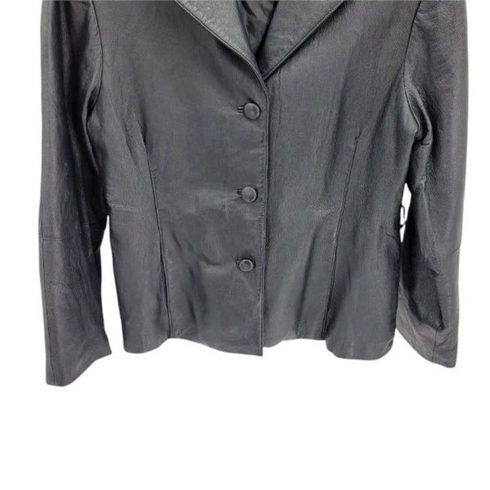 Vintage 80's Oscar Piel Leather Blazer Jacket But… - image 5