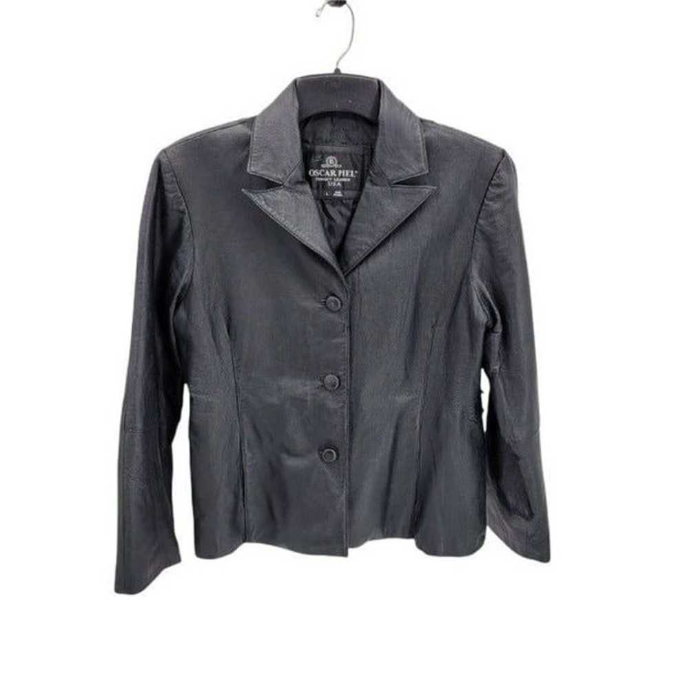 Vintage 80's Oscar Piel Leather Blazer Jacket But… - image 9