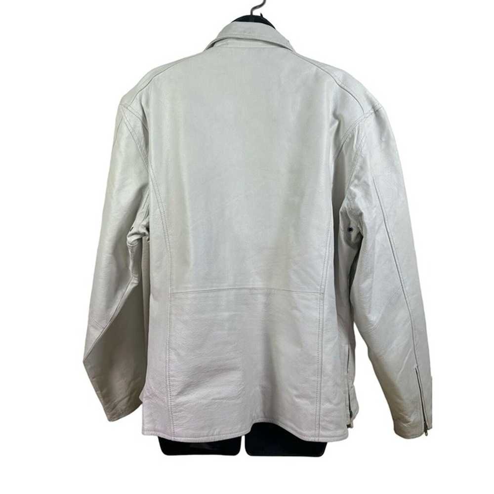 vtg Biker's Club womens white leather biker jacke… - image 2