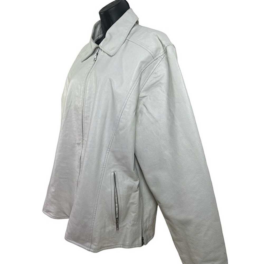 vtg Biker's Club womens white leather biker jacke… - image 3