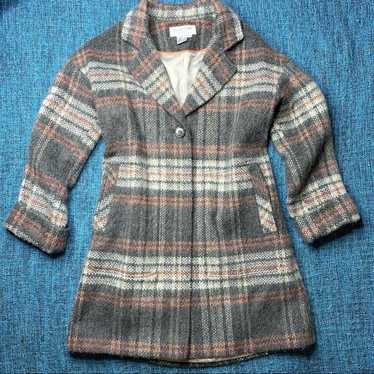 Helene Berman London Plaid Wool Coat M - image 1